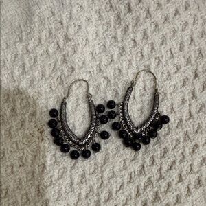Elegant Black and Silver Hoop Earrings